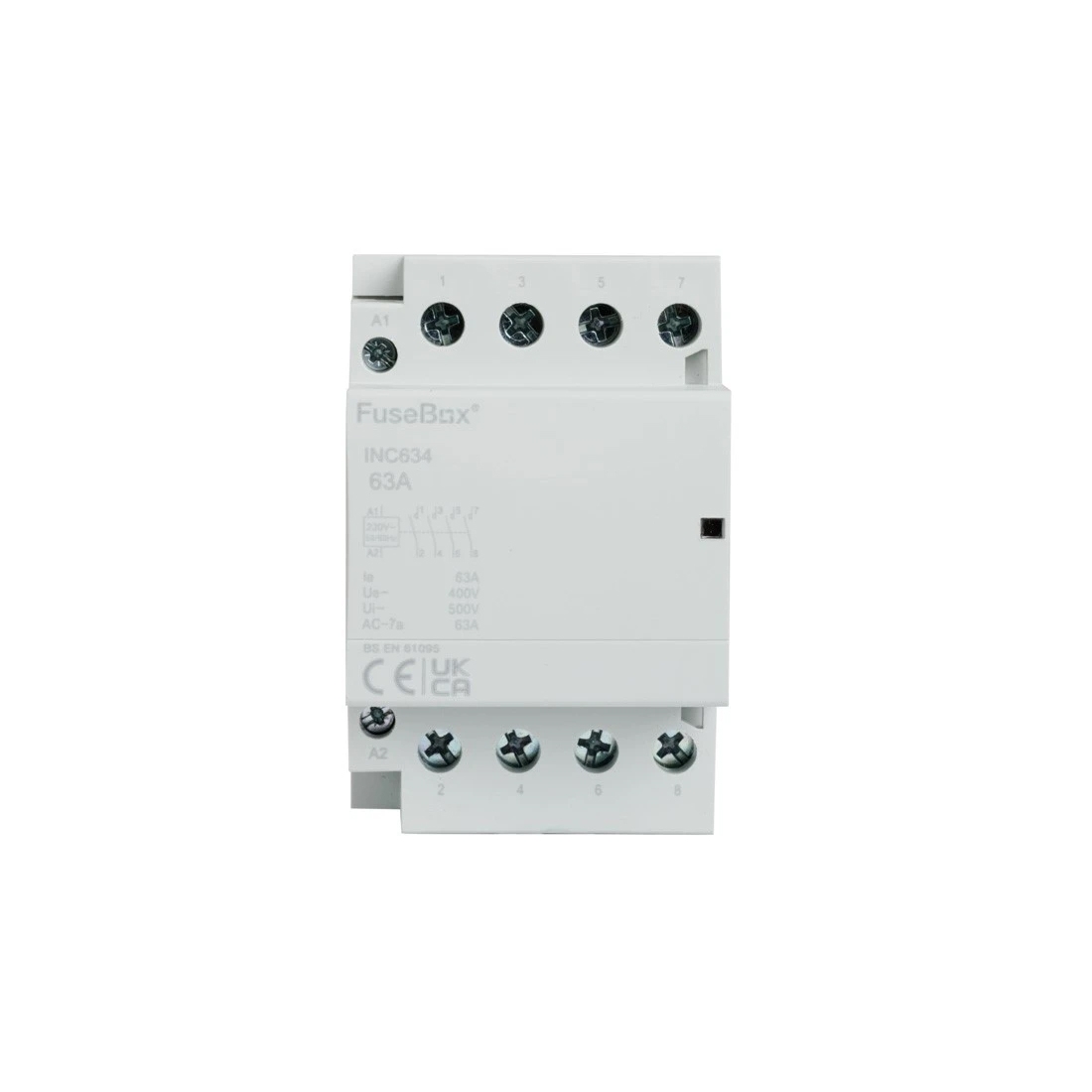 Fusebox INC634 3 Module Four Pole 63A 230V DIN Rail Contactor With N/O ...
