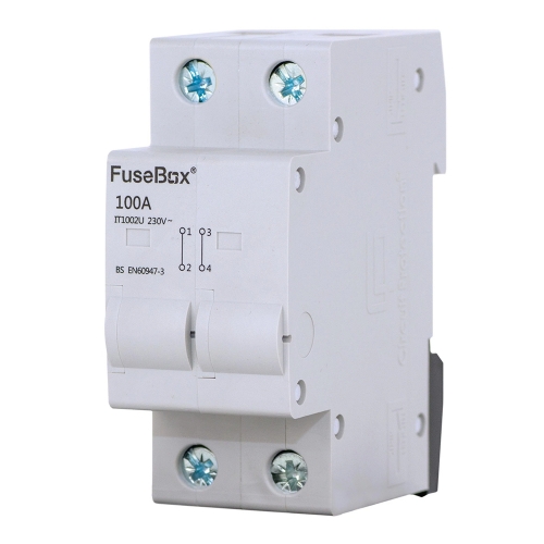 Fusebox IT1002U 2 Module 100A Double Pole DIN Rail Connector