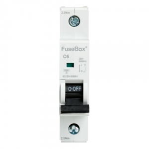 Fusebox MT06C061 1 Module Single Pole Type C Miniature Circuit Breaker MCB For Domestic Installations 6A 6kA