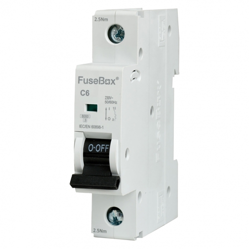 Fusebox MT06B251 1 Module Single Pole Type C Miniature Circuit Breaker MCB For Domestic Installations 25A 6kA