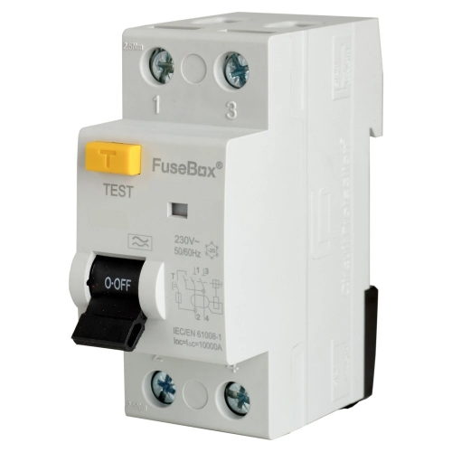 Fusebox RTA800302 2 Module 80A 30mA Double Pole Type A DIN Rail RCD