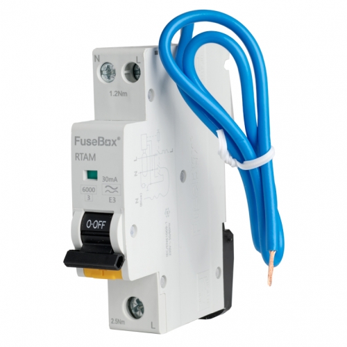 Fusebox RTAMC16BD 1 Module 16A 6kA 30mA 1P+N Bi-Directional RCBO Reduced Height Type-A C-Curve