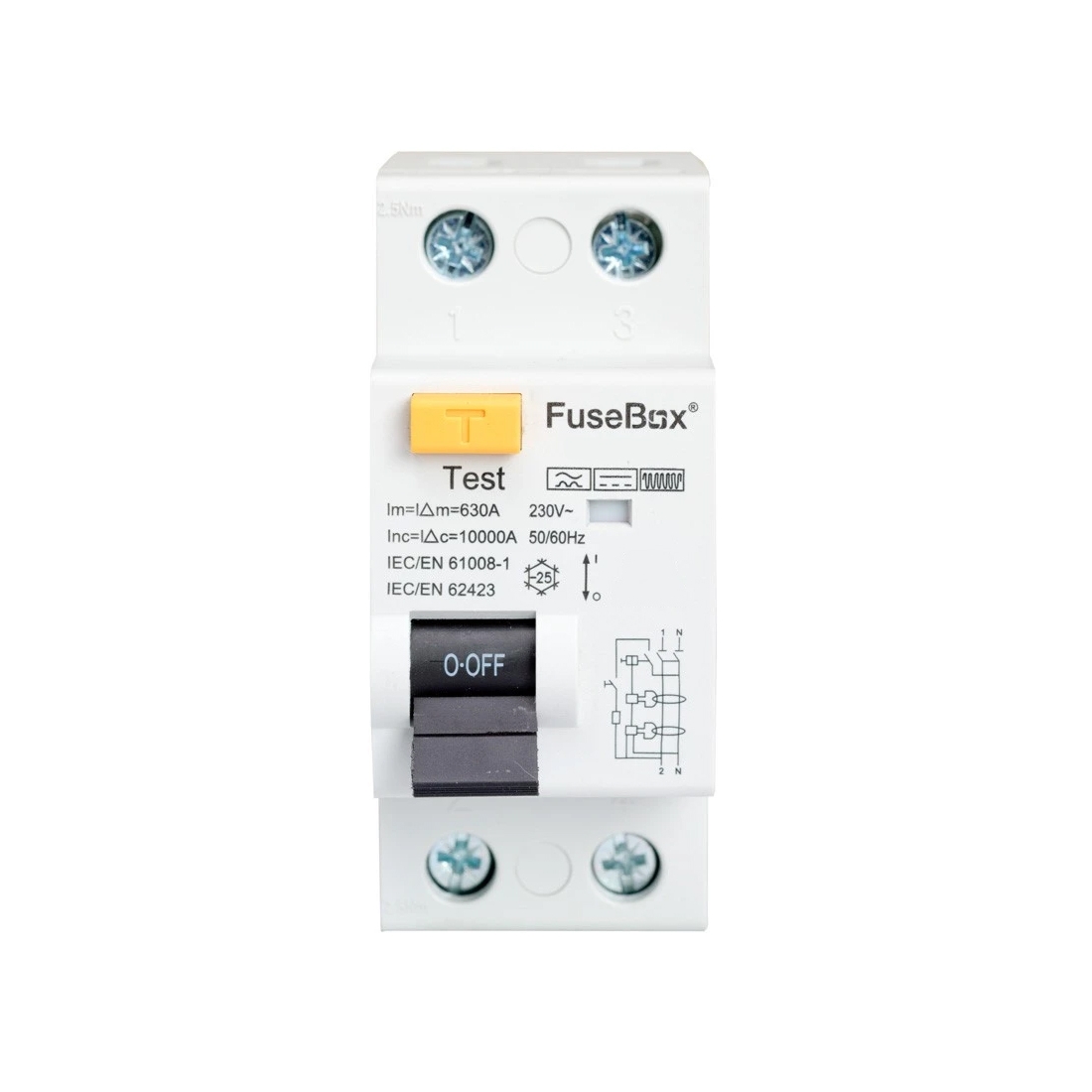 Fusebox RTF800302 2 Module 80A 30mA Double Pole Type F DIN Rail High ...