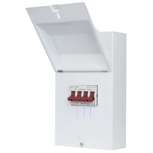 Fusebox SCO125 White 4 Module Pre-Populated Enclosure With 125A SP+N Changeover Switch