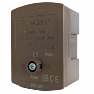 Fusebox TB5BR Brown IP20 5 Pole 100A Terminal Block 2.5mm - 35mm