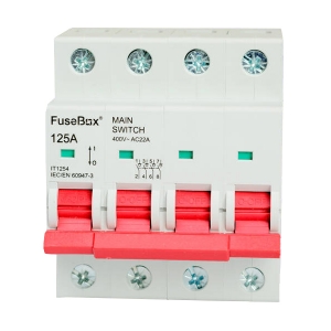 Fusebox IT1254 4 Module 125A Four Pole DIN Rail Switch Isolator For Commercial Installations