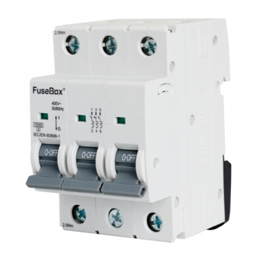 Fusebox MT10D503 3 Module Single Pole D Curve Miniature Circuit Breaker MCB - For Commercial Installations 50A 10kA