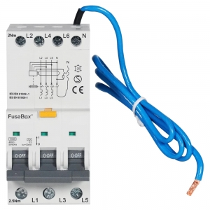 Fusebox R3PN10B5030BD 3 Module TP+N Type A B Curve Bi-Directional RCBO For Commercial Installations 50A 10kA 30mA