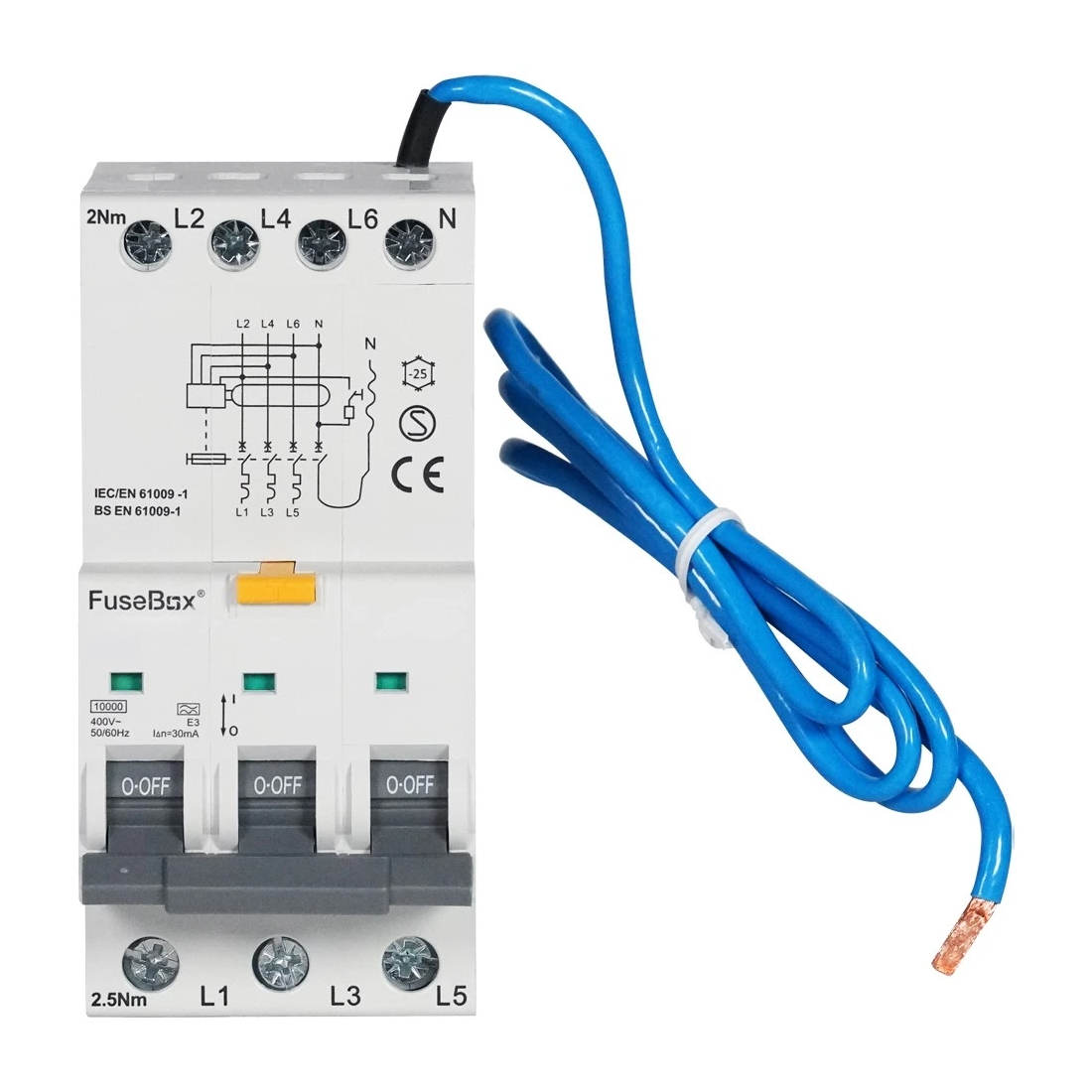 Fusebox R3PN10B0630BD 3 Module TP+N Type A B Curve Bi-Directional RCBO ...