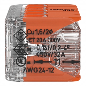 Wago 221-420 10 Way 0.5-4mm² Cable Splicing Connector 15 Pack