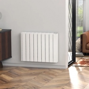 Rointe ORIW0600RAD3 Olympia White 600W 4-Element Smart Wi-Fi Programmable Electric Radiator (418mm wide) With LED Touch Panel  - Natural Stone Technology Elements