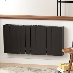 Rointe BRIB1500RAD3 Belize Black 1500W 12-Element Low-Level Smart Wi-Fi Programmable Electric Radiator (1060mm wide x 420mm high) With LED Touch Panel  - Thermal Fluid Filled