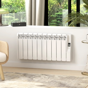 Rointe KRIW1250RAD4 Kyros White 1250W 10-Element Low-Level Smart Wi-Fi Programmable Electric Radiator (890mm wide x 435mm high) With LED Touch Panel  - Thermal Fluid Filled