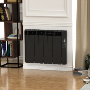 Rointe KRIB1800RAD4 Kyros Black 1800W 12-Element Smart Wi-Fi Programmable Electric Radiator (1050mm wide) With LED Touch Panel  - Thermal Fluid Filled