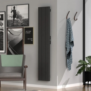 Rointe PIB1500WF Palaos Black 1500W 3-Element Vertical Smart Wi-Fi Programmable Electric Radiator (356mm wide x 1800mm high) With LED Touch Panel  - Liquid Stone Technology Elements