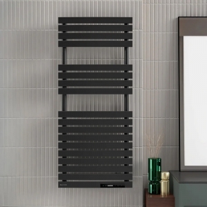 Rointe NTI030SEB Neo Black 300W 13-Bar Smart Wi-Fi Programmable Ladder-Style Electric Towel Rail (500mm wide x 788mm high) With LED Touch Panel & 4 Pre-Installed Programs - Fluid Filled