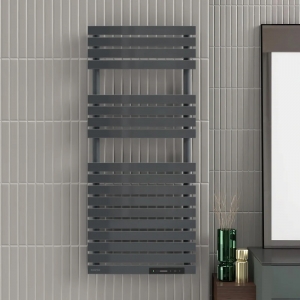 Rointe NTI075SEG Neo Dark Grey 750W 21-Bar Smart Wi-Fi Programmable Ladder-Style Electric Towel Rail (500mm wide x 1424mm high) With LED Touch Panel & 4 Pre-Installed Programs - Fluid Filled
