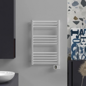 Rointe OTI030SEB4 Orion White 300W 12-Bar Smart Wi-Fi Programmable Ladder-Style Electric Towel Rail (500mm wide x 770mm high) With LED Touch Panel & 4 Pre-Installed Programs - Fluid Filled