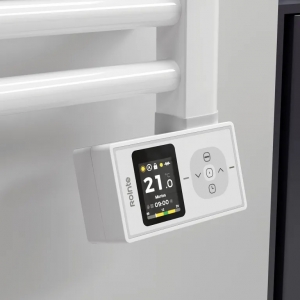 Rointe OTI075SEB4 Orion White 750W 26-Bar Smart Wi-Fi Programmable Ladder-Style Electric Towel Rail (500mm wide x 1500mm high) With LED Touch Panel & 4 Pre-Installed Programs - Fluid Filled