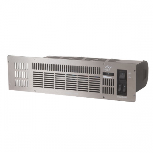 Hyco Manufacturing ML2400 Mistral 2400W Electric Plinth Heater (480mm wide x 125mm high) with 3 Interchangeable Fascias - Black, White & Stainless Steel