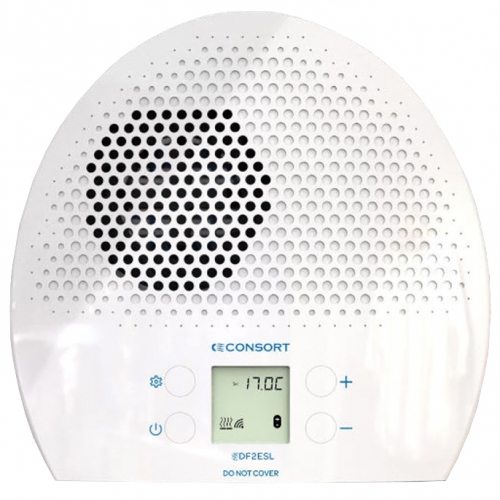 Consort Claudgen DF2ESL Heatflow White 2kW Wireless Downflow Fan Heater With Digital Thermostat & LCD Display - Requires Wireless Controller