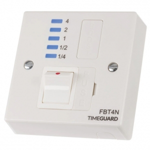 Timeguard FBT4N White 4 Hour Electronic Boost Timer & Fused Spur With 5 ON Times & Pushbutton Selection Fits Standard 25mm Mounting Box 13A 3kW