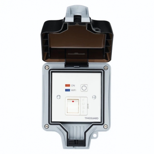 Timeguard FSTWIFITUTGV Weathersafe Grey 13A 30mA IP66 Wi-Fi Controlled White RCD Fused Spur