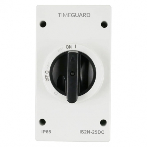 Timeguard IS2N-25DC Weathersafe White 25A DC IP67 2-Pole Rotary Isolator Switch