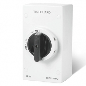 Timeguard IS2N-32DC Weathersafe White 32A DC IP67 2-Pole Rotary Isolator Switch