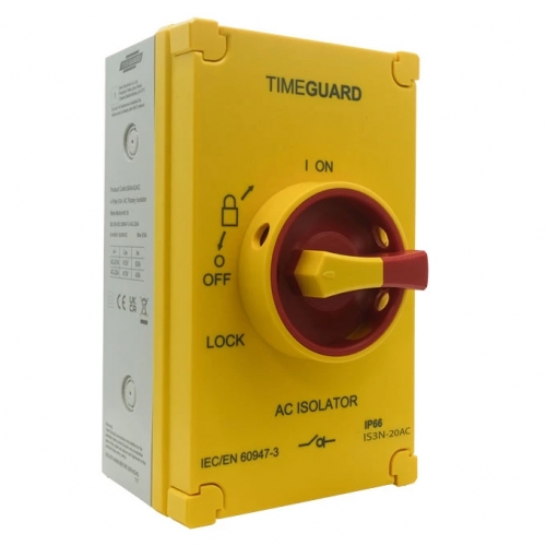 Timeguard IS3N-20AC Weathersafe Yellow 20A IP65 3-Pole Rotary Isolator Switch