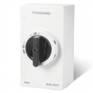 Timeguard IS4N-25DC Weathersafe White 25A DC IP67 4-Pole Rotary Isolator Switch