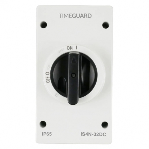 Timeguard IS4N-32DC Weathersafe White 32A DC IP67 4-Pole Rotary Isolator Switch