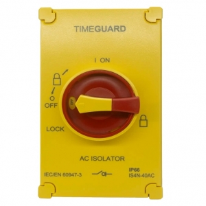 Timeguard IS4N-40AC Weathersafe Yellow 40A IP65 4-Pole Rotary Isolator Switch