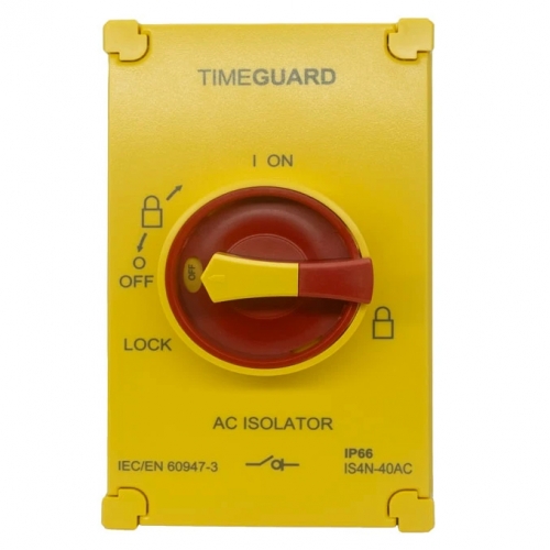 Timeguard IS4N-40AC Weathersafe Yellow 40A IP65 4-Pole Rotary Isolator Switch