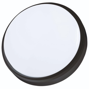 Timeguard LEDSR12B Night Eye Black 12W 850Lm IP54 Slimline Round LED Bulkhead With Cool White 4000K LEDs & Opal Diffuser