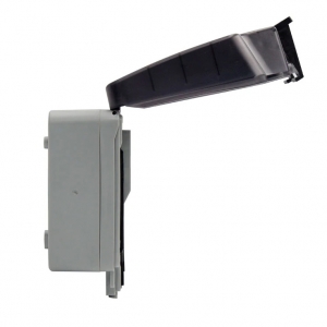 Timeguard TW1409DPA Weathersafe Grey 13A 30mA IP66 2 Gang Non-Latching (Active) RCD Protected White Switchsocket