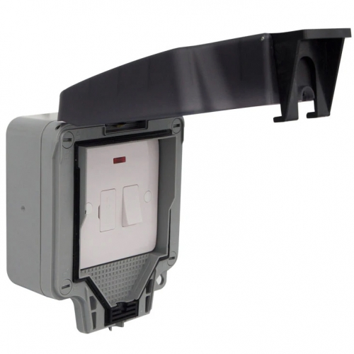 Timeguard TW1371 Weathersafe Grey 13A IP66 1-Gang White Switched Fused Connection Unit With Neon
