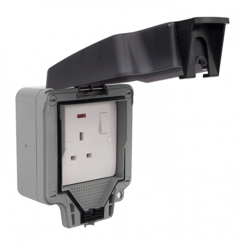 Timeguard TW1207DPN Weathersafe Grey 13A IP66 1 Gang White DP Switchsocket With Neon