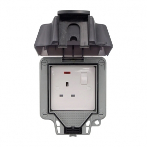 Timeguard TW1207DPN Weathersafe Grey 13A IP66 1 Gang White DP Switchsocket With Neon