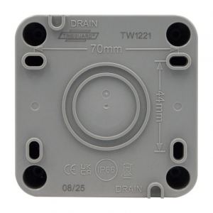 Timeguard TW1221 Weathersafe Grey 20Ax IP66 1 Gang 2 Way Switch With Neon