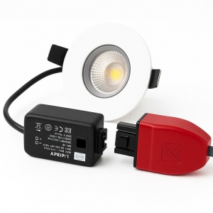 Ansell Lighting APRIP/1/MP1 Prism Pro 10 Pack 240V IP65 CCT & Wattage Selectable Matt White Dimmable Fire Rated LED Downlight 5/7W 560-740Lm