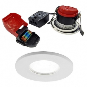 Ansell Lighting APRIP/1/MP1 Prism Pro 10 Pack 240V IP65 CCT & Wattage Selectable Matt White Dimmable Fire Rated LED Downlight 5/7W 560-740Lm