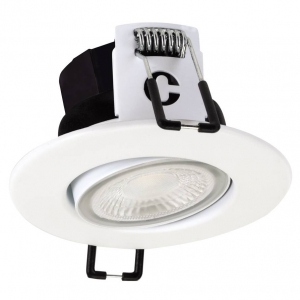 Collingwood Lighting DL490MW5540 H4 Lite Matt White Steel Dimmable Round Adjustable LED Fire-Rated Downlight With Neutral White 4000K LEDs IP65 4.4W