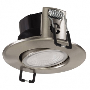 Collingwood Lighting DL490BS5530 H4 Lite Brushed Steel Dimmable Round Adjustable LED Fire-Rated Downlight With Warm White 3000K LEDs & Connector 4.4W