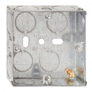 Deta Tower DB162-PACK (Pack of 10) Steel 1 Gang Flush 25mm Mounting Box With Adjustable Lug & Knockouts