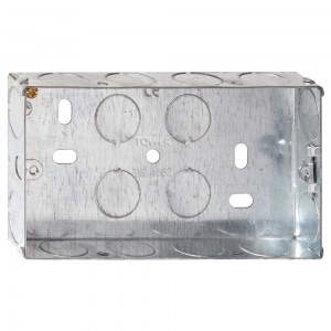 Deta Tower DB163-PACK (Pack of 10) Steel 2 Gang Flush 25mm Mounting Box With Adjustable Lugs & Knockoutss