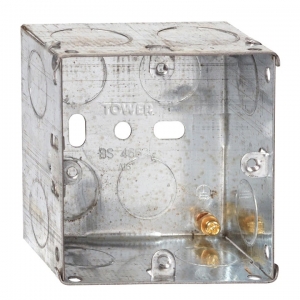 Deta Tower DB167-PACK (Pack of 10) Steel 1 Gang Flush 47mm Mounting Box With Adjustable Lug & Knockouts