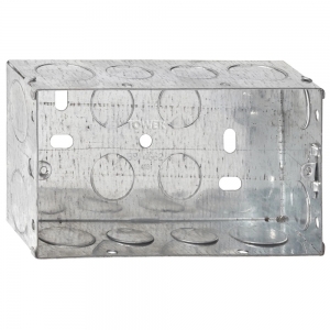 Deta Tower DB168-PACK (Pack of 10) Steel 2 Gang Flush 47mm Mounting Box With Adjustable Lugs & Knockoutss