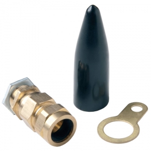 Wiska CW40PACK Brass CW 40mm Outdoor Cable Gland Pack With 1 x Gland, Locknut, Earth Tag & Shroud