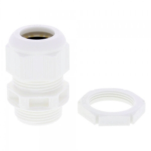 Wiska 99706 White 25mm Nylon IP68 Dome Top Cable Gland With Locknut Cable DiaØ: 9mm - 17mm